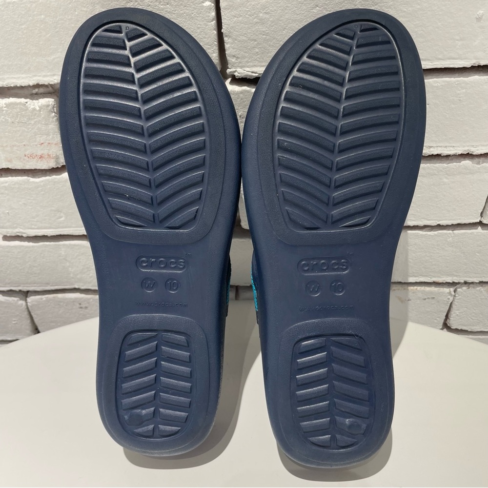 CROCS Monterey Women’s Beaded Stripe Wedge  Blue Sandals - Picture 11 of 15